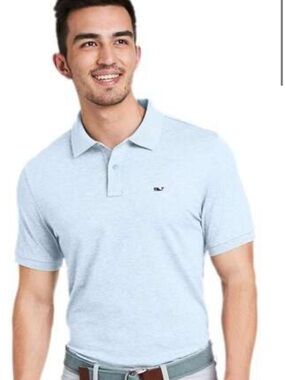 Vineyard Vines Light Blue Pique Edgar town Polo Shirt - Short Sleeve Classic